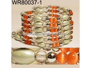 36inch Orange Cat's Eye Opal Magnetic Wrap Bracelet Necklace All in One Set